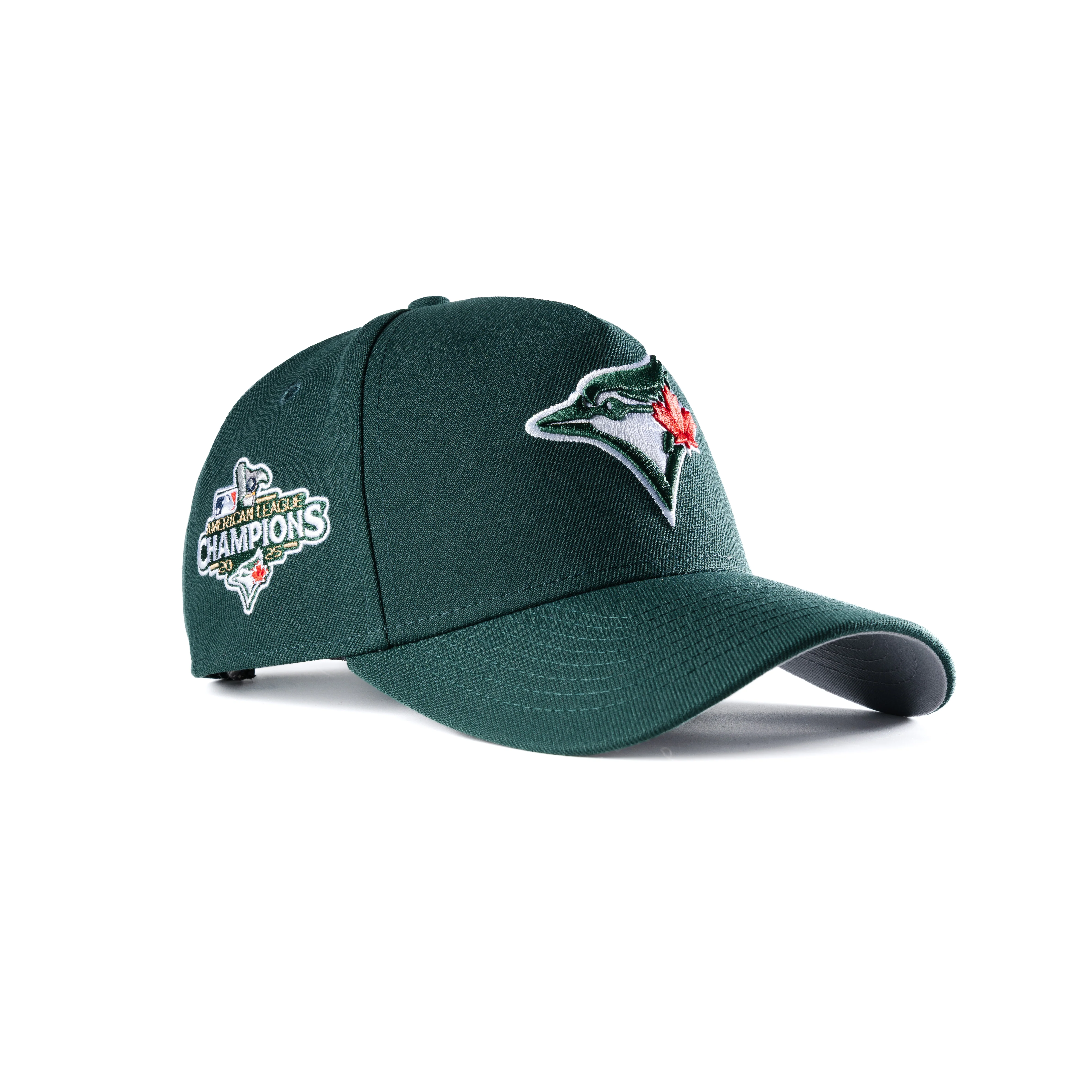 TORONTO BLUE JAYS 2025 AMERICAN LEAGUE CHAMPIONS DARK GREEN 9FORTY A-FRAME SNAPBACK HAT