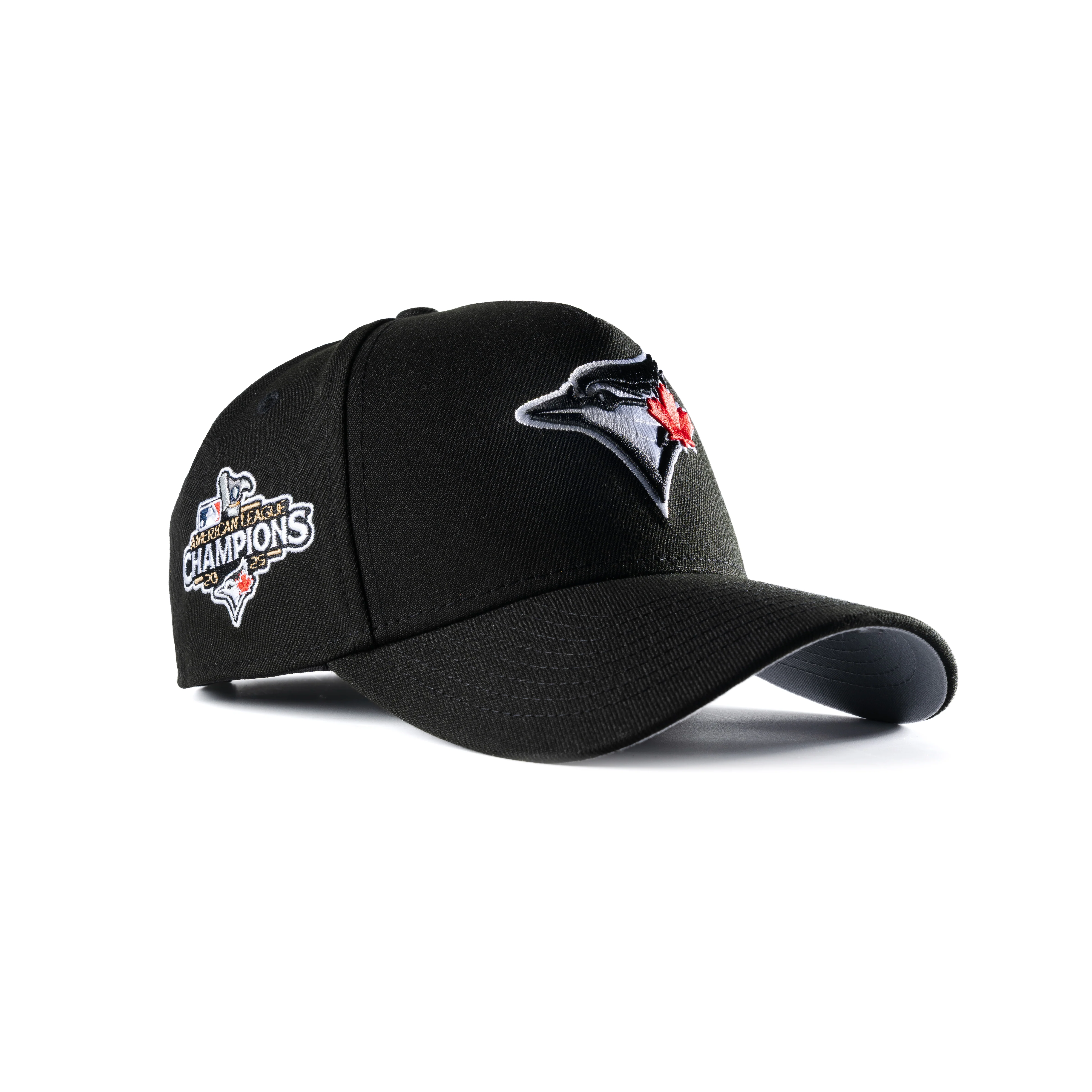 TORONTO BLUE JAYS 2025 AMERICAN LEAGUE CHAMPIONS JET BLACK 9FORTY A-FRAME SNAPBACK HAT
